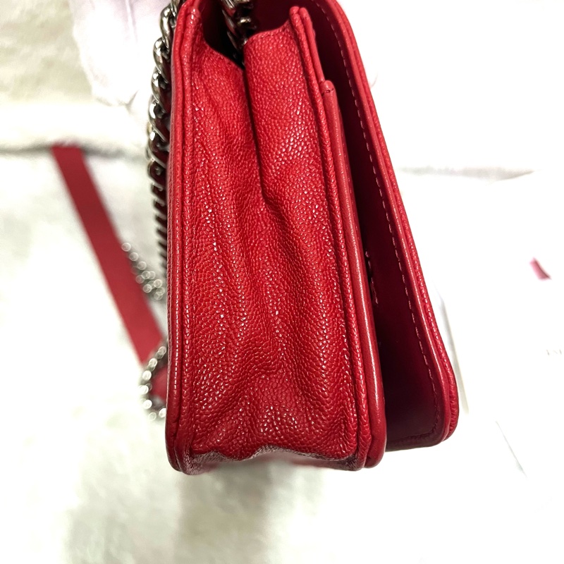 Chanel 經典 Leboy woc鍊條包/發財包/晚宴 包(#磚紅色)-13