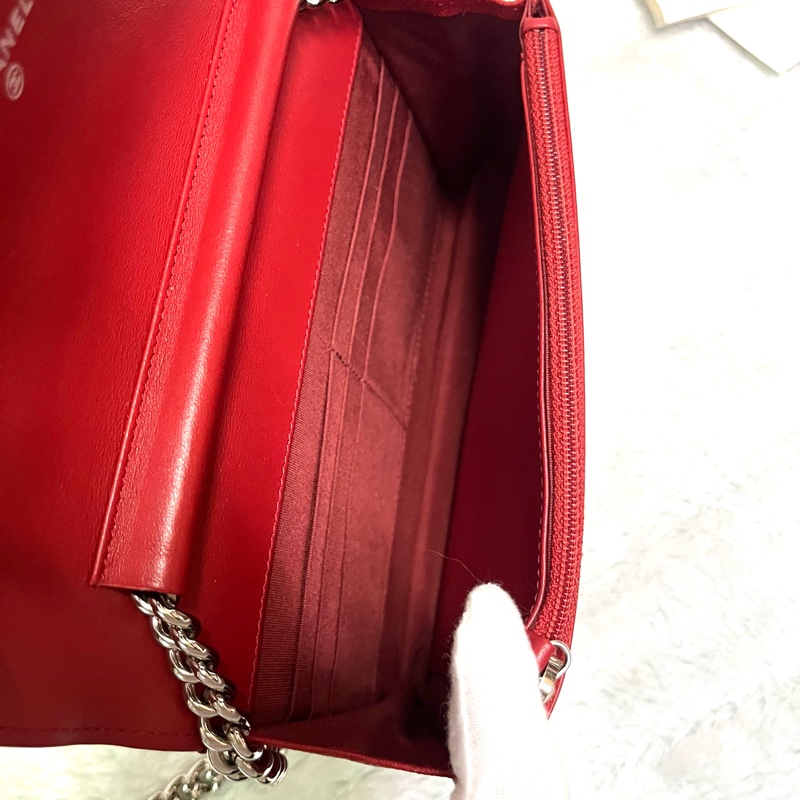 Chanel 經典 Leboy woc鍊條包/發財包/晚宴 包(#磚紅色)-15