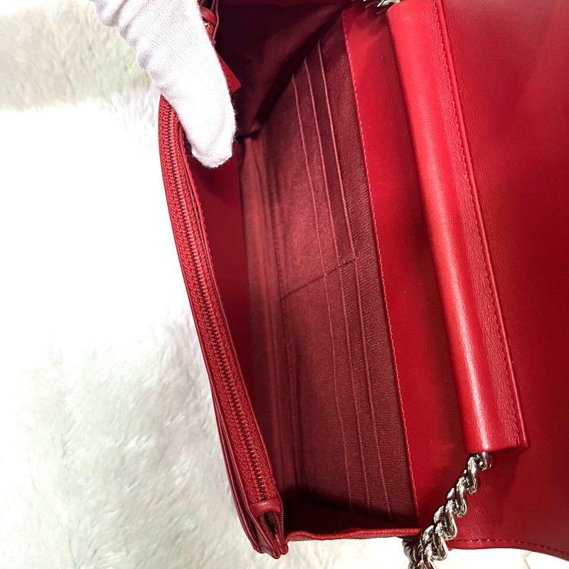 Chanel 經典 Leboy woc鍊條包/發財包/晚宴 包(#磚紅色)-16