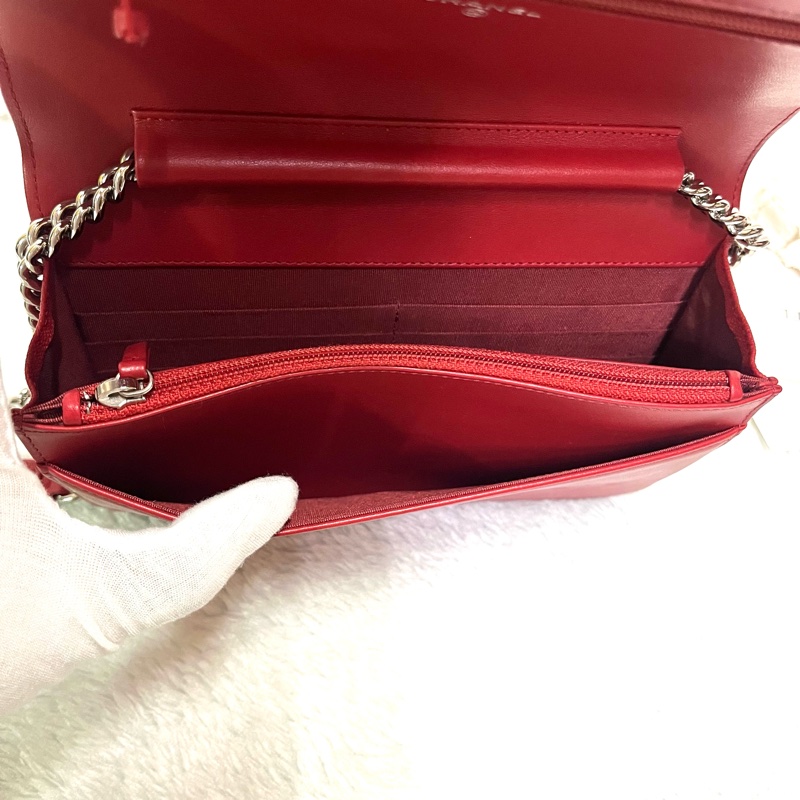 Chanel 經典 Leboy woc鍊條包/發財包/晚宴 包(#磚紅色)-17