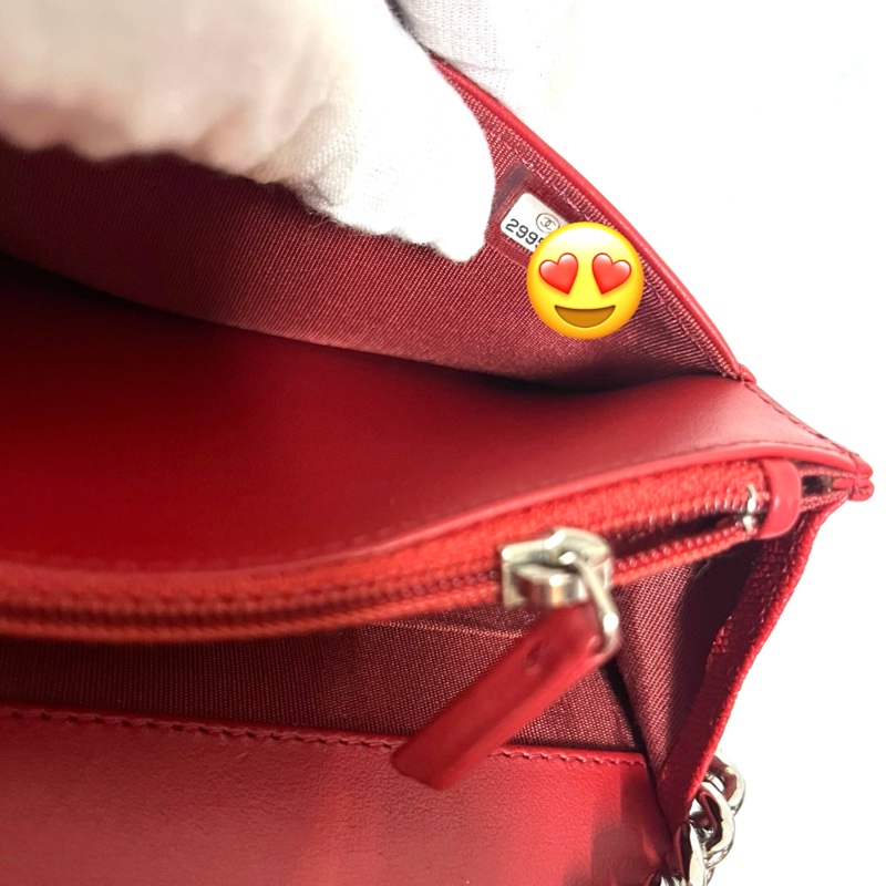 Chanel 經典 Leboy woc鍊條包/發財包/晚宴 包(#磚紅色)-19