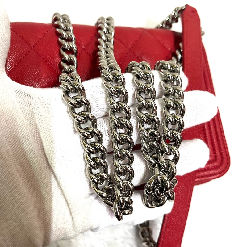 Chanel 經典 Leboy woc鍊條包/發財包/晚宴 包(#磚紅色)-21