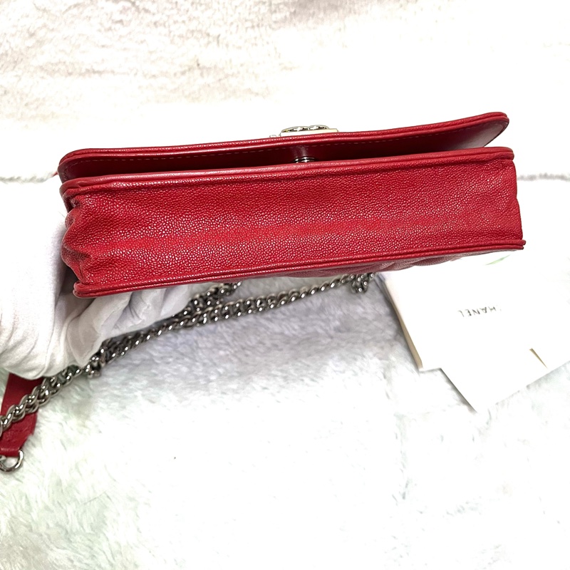 Chanel 經典 Leboy woc鍊條包/發財包/晚宴 包(#磚紅色)-28