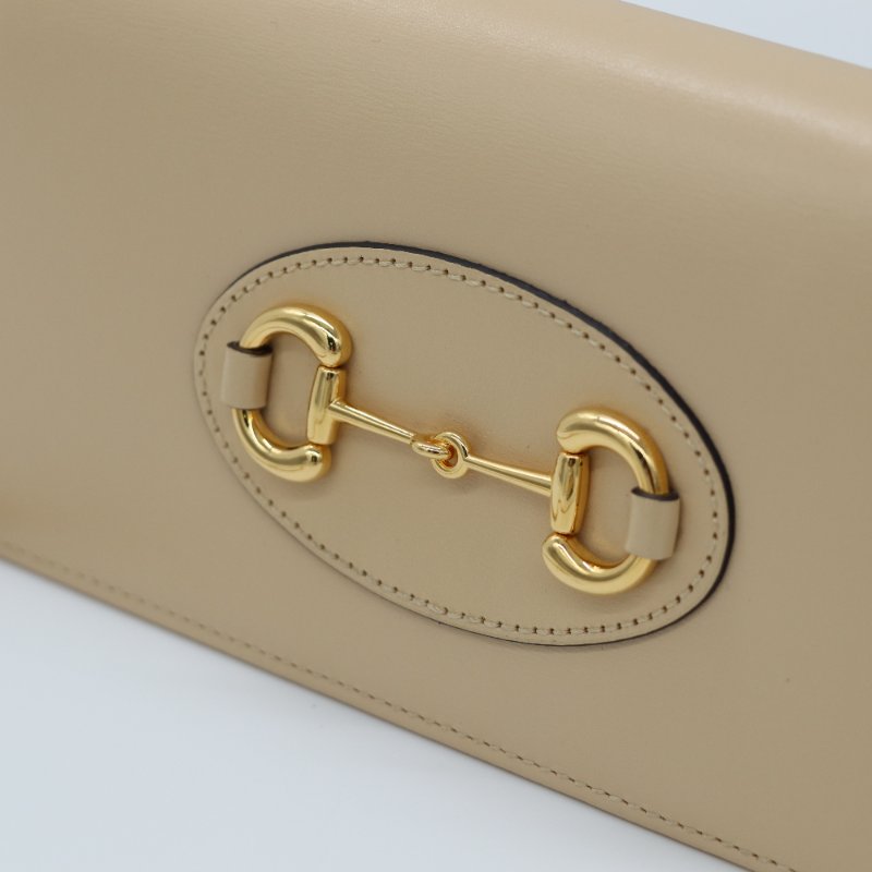 Gucci 古馳 1955系列 奶油裸色 光滑牛皮 鏈條錢包 WOC-6