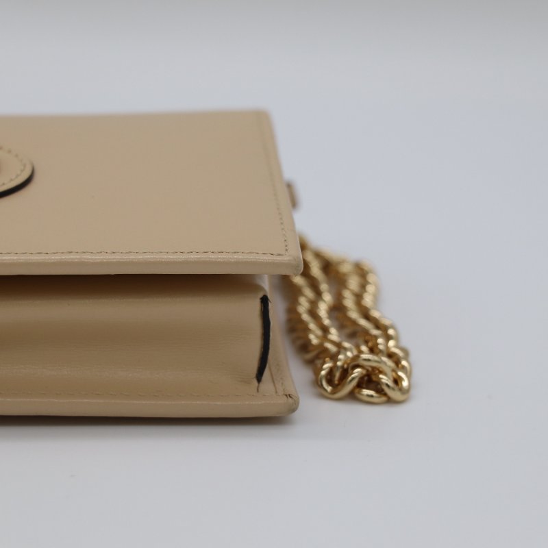 Gucci 古馳 1955系列 奶油裸色 光滑牛皮 鏈條錢包 WOC-7