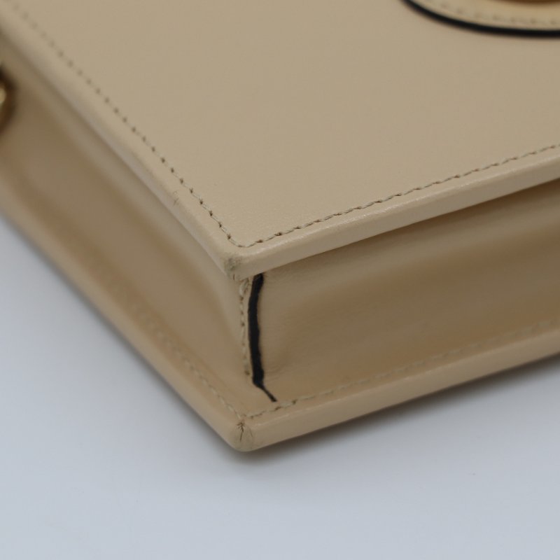 Gucci 古馳 1955系列 奶油裸色 光滑牛皮 鏈條錢包 WOC-8