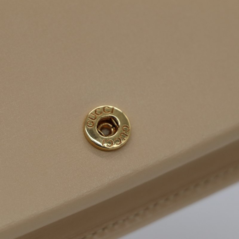 Gucci 古馳 1955系列 奶油裸色 光滑牛皮 鏈條錢包 WOC-10