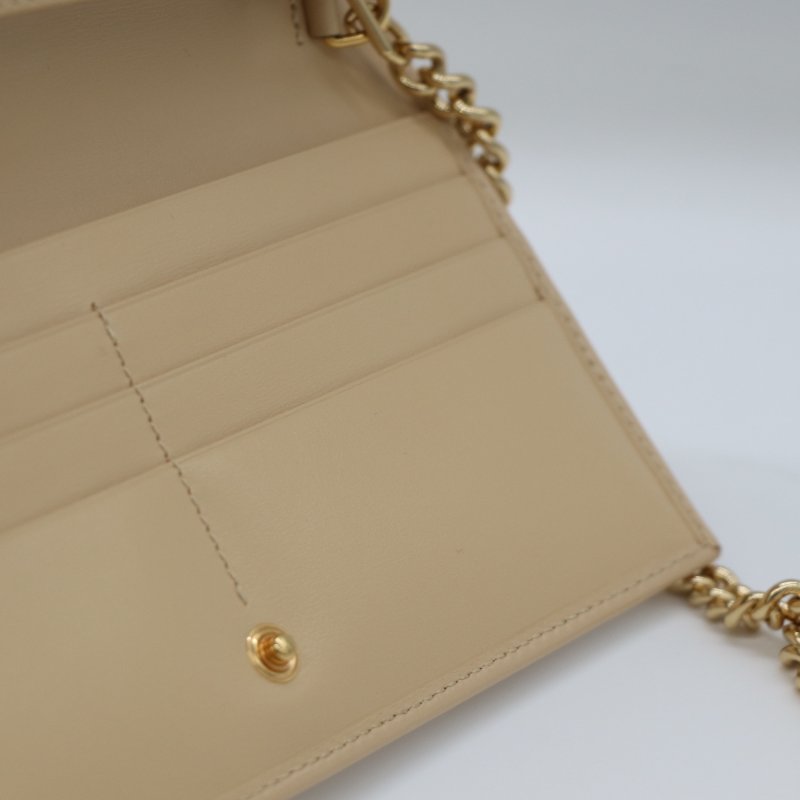 Gucci 古馳 1955系列 奶油裸色 光滑牛皮 鏈條錢包 WOC-11