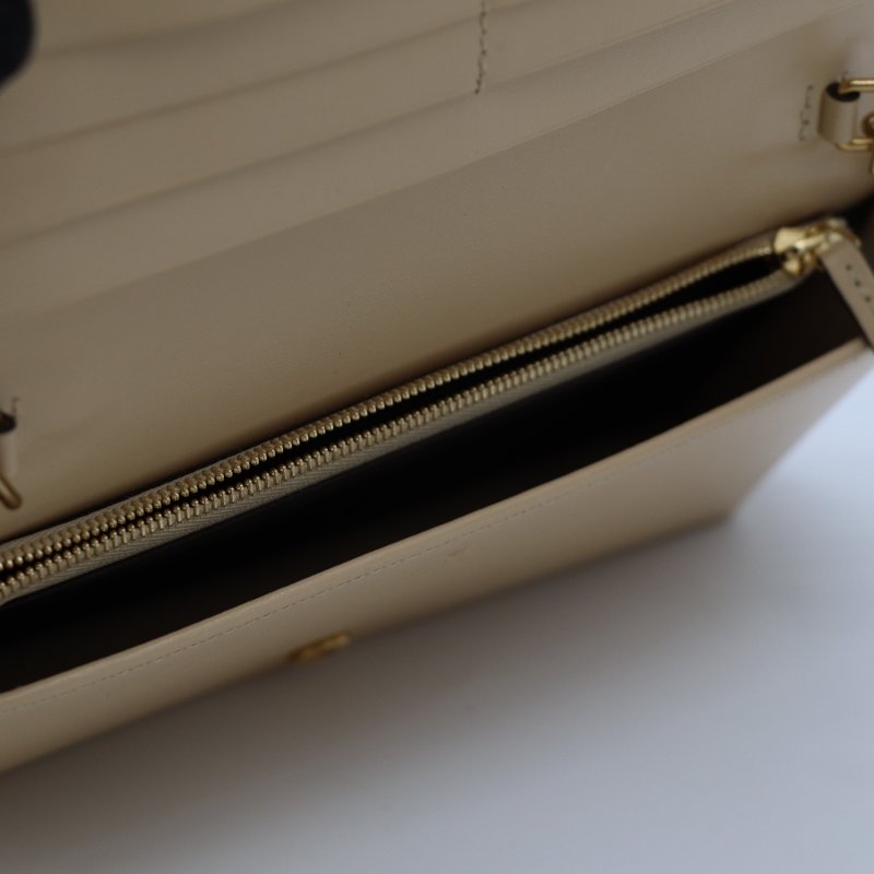 Gucci 古馳 1955系列 奶油裸色 光滑牛皮 鏈條錢包 WOC-12