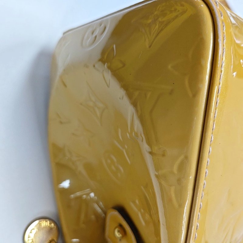 LOUIS VUITTON BREA 黃色漆皮老花壓紋醫生包手提包斜背包單肩包 金色五金 可拆卸肩帶-13