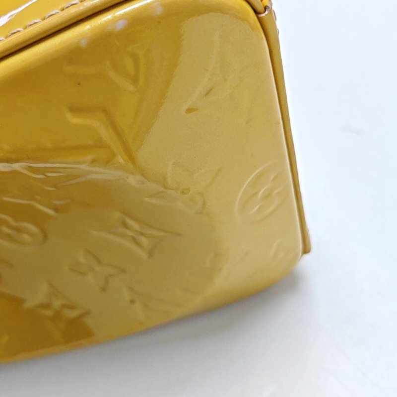 LOUIS VUITTON BREA 黃色漆皮老花壓紋醫生包手提包斜背包單肩包 金色五金 可拆卸肩帶-14