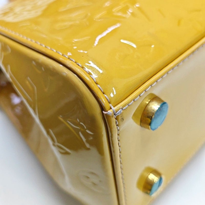 LOUIS VUITTON BREA 黃色漆皮老花壓紋醫生包手提包斜背包單肩包 金色五金 可拆卸肩帶-17