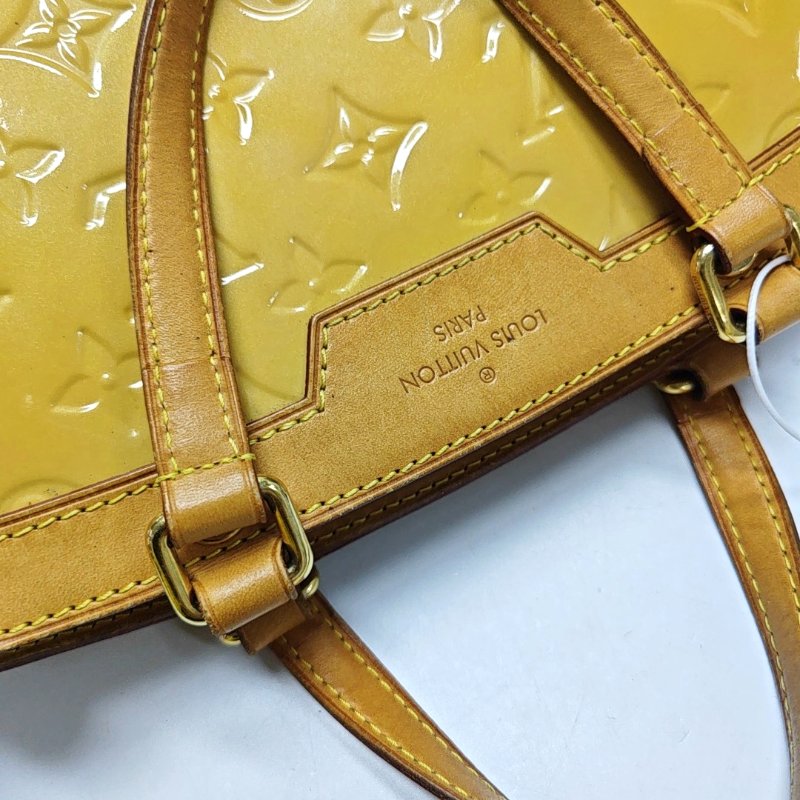 LOUIS VUITTON BREA 黃色漆皮老花壓紋醫生包手提包斜背包單肩包 金色五金 可拆卸肩帶-21