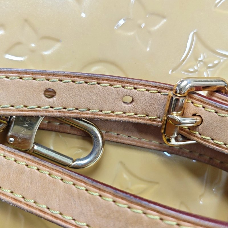 LOUIS VUITTON BREA 黃色漆皮老花壓紋醫生包手提包斜背包單肩包 金色五金 可拆卸肩帶-23