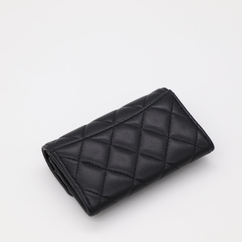 Chanel 香奈兒  Classic 經典口蓋 黑色羊皮 菱格紋 卡包 卡夾-2