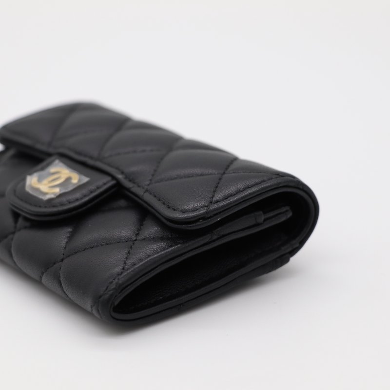 Chanel 香奈兒  Classic 經典口蓋 黑色羊皮 菱格紋 卡包 卡夾-4