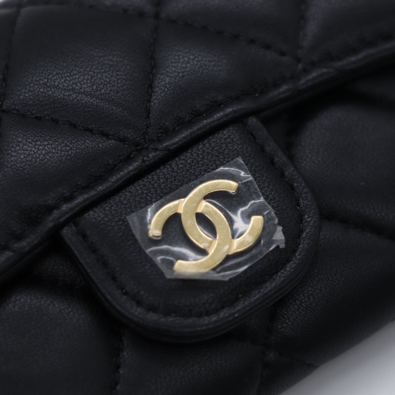 Chanel 香奈兒  Classic 經典口蓋 黑色羊皮 菱格紋 卡包 卡夾-6