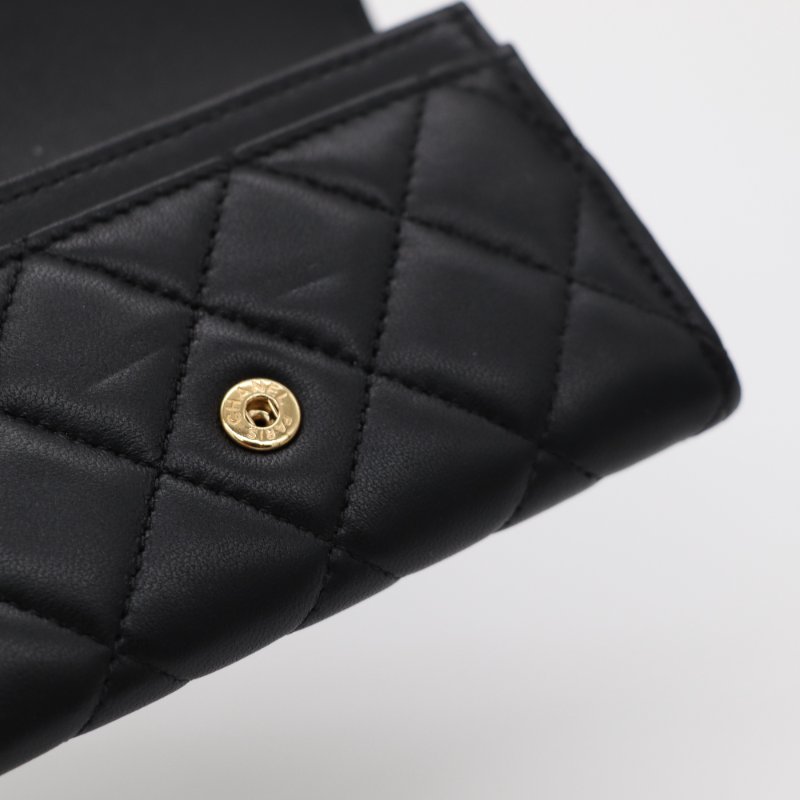 Chanel 香奈兒  Classic 經典口蓋 黑色羊皮 菱格紋 卡包 卡夾-8