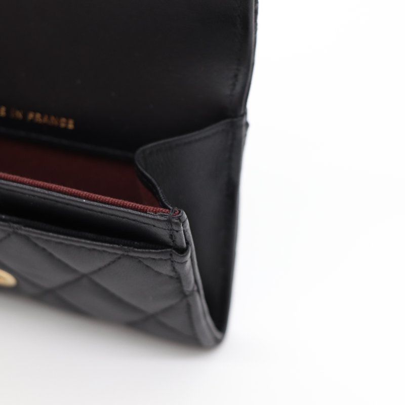 Chanel 香奈兒  Classic 經典口蓋 黑色羊皮 菱格紋 卡包 卡夾-10