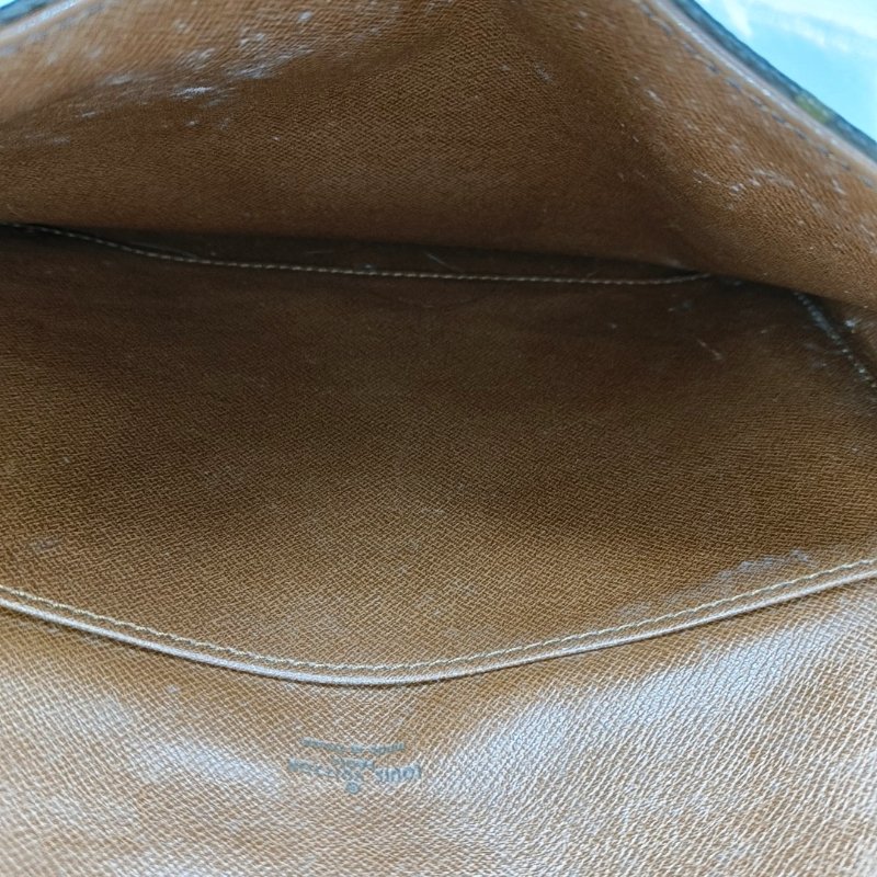 LOUIS VUITTON 棕色塗層帆布老花手拿包 金色五金 中古款-6