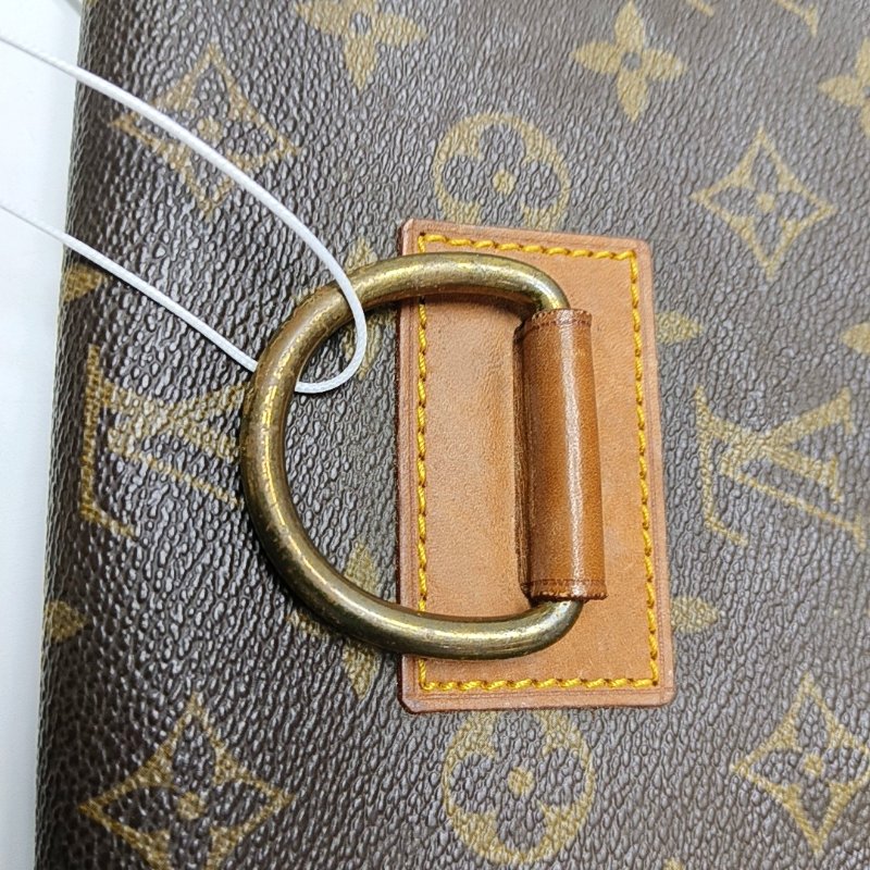 LOUIS VUITTON 棕色塗層帆布老花手拿包 金色五金 中古款-8