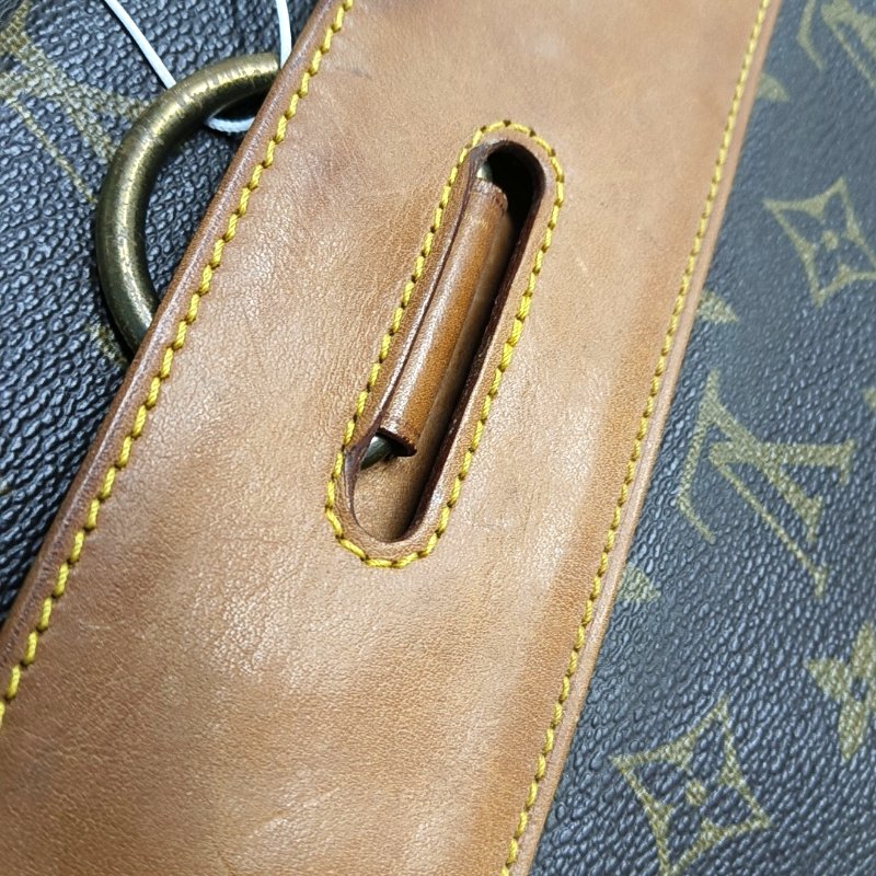 LOUIS VUITTON 棕色塗層帆布老花手拿包 金色五金 中古款-10