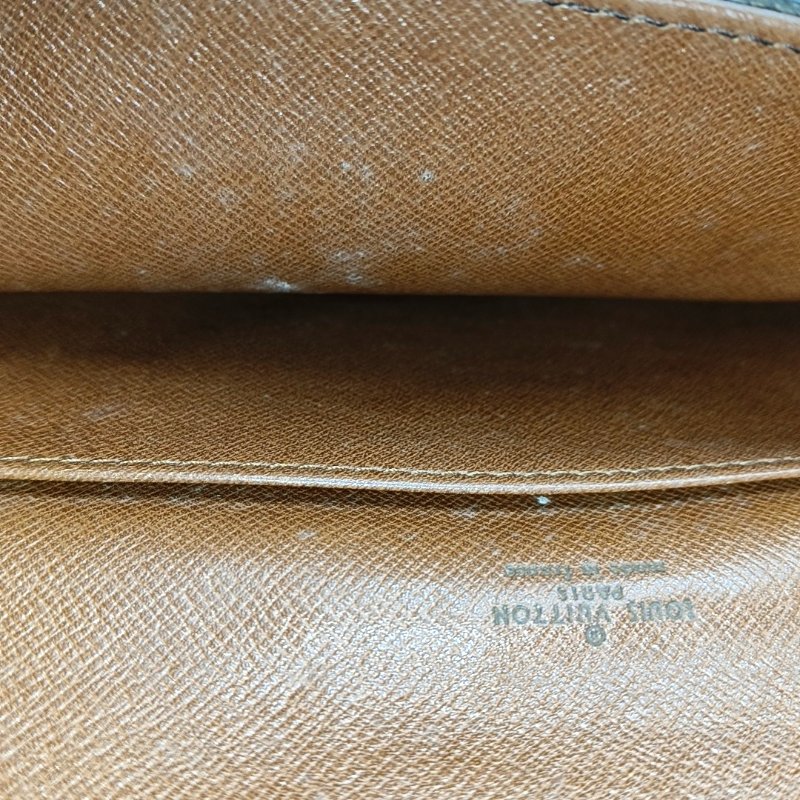 LOUIS VUITTON 棕色塗層帆布老花手拿包 金色五金 中古款-12