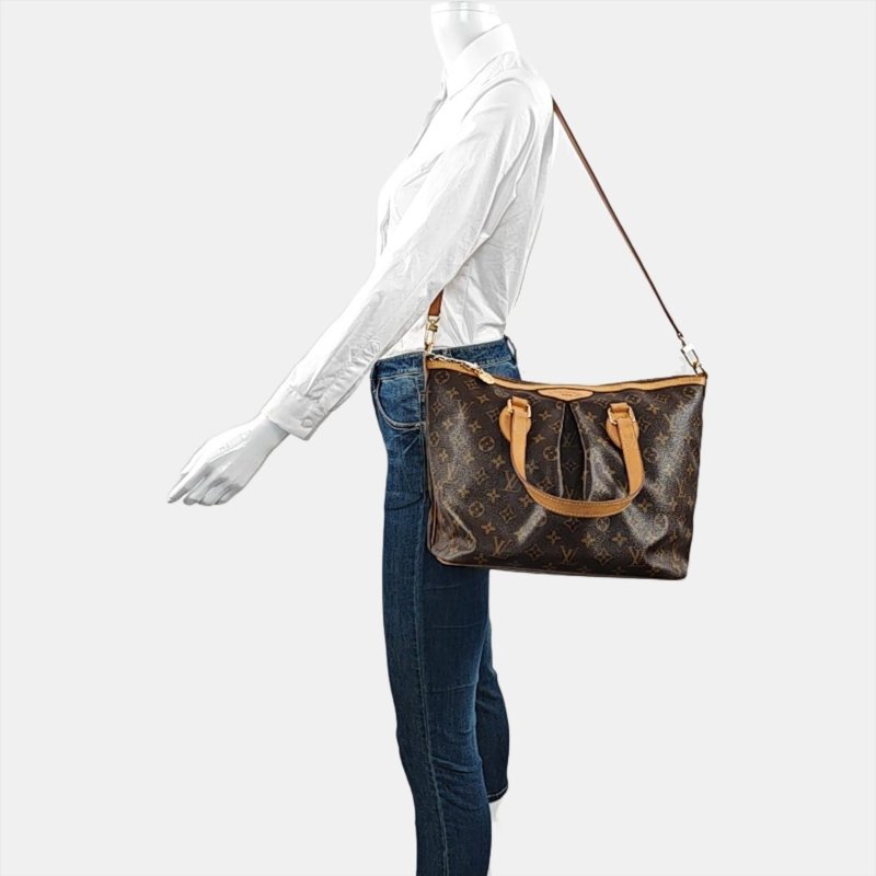 LOUIS VUITTON PALERMO 小號 棕色塗層帆布老花餃子包單肩包手提包 金色五金 可拆卸肩帶-1