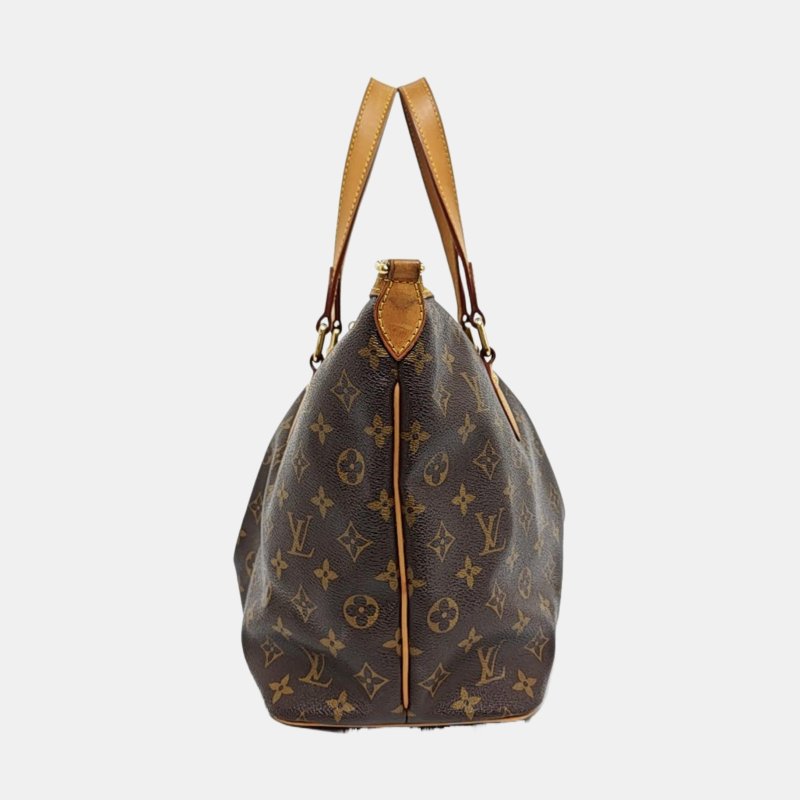 LOUIS VUITTON PALERMO 小號 棕色塗層帆布老花餃子包單肩包手提包 金色五金 可拆卸肩帶-2