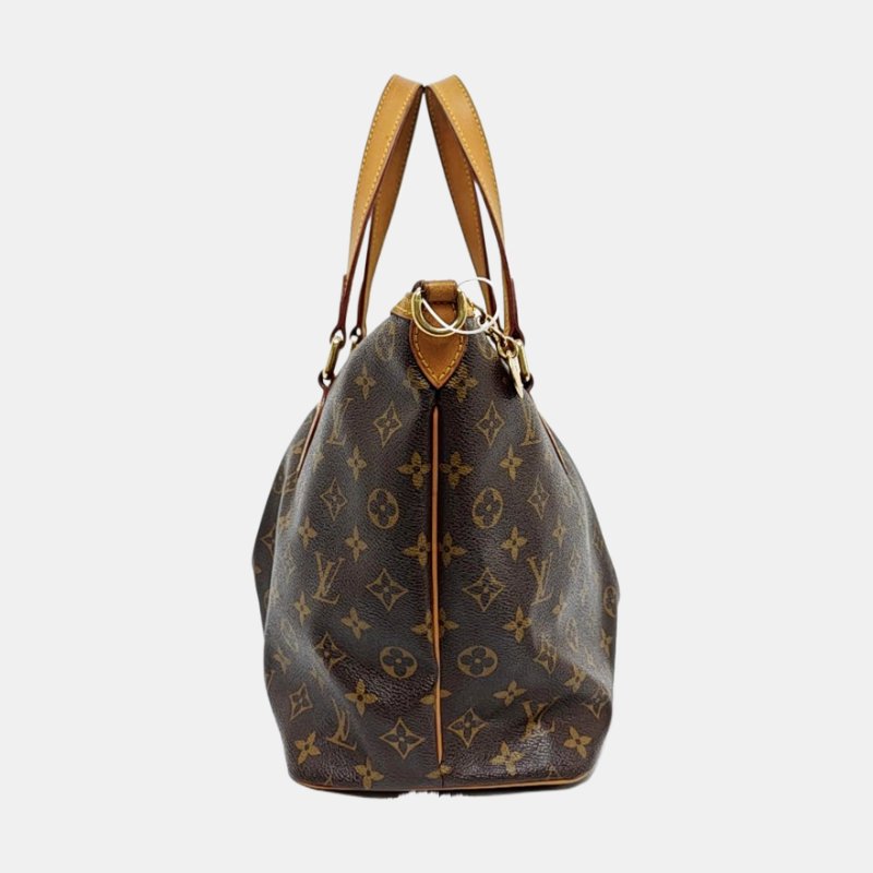 LOUIS VUITTON PALERMO 小號 棕色塗層帆布老花餃子包單肩包手提包 金色五金 可拆卸肩帶-3
