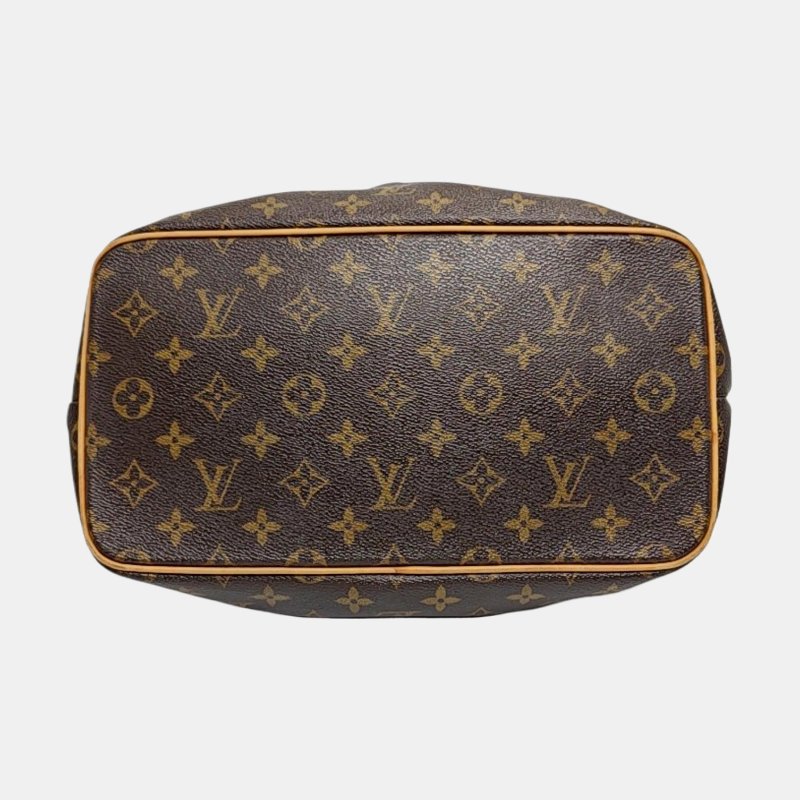 LOUIS VUITTON PALERMO 小號 棕色塗層帆布老花餃子包單肩包手提包 金色五金 可拆卸肩帶-5
