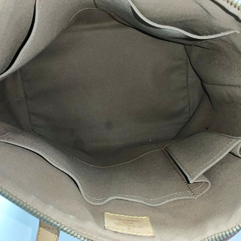 LOUIS VUITTON PALERMO 小號 棕色塗層帆布老花餃子包單肩包手提包 金色五金 可拆卸肩帶-6