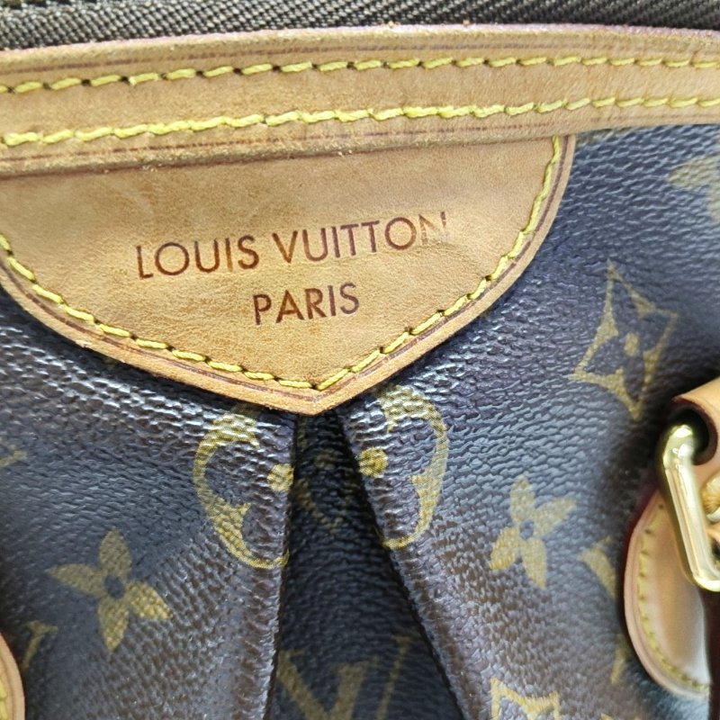 LOUIS VUITTON PALERMO 小號 棕色塗層帆布老花餃子包單肩包手提包 金色五金 可拆卸肩帶-8
