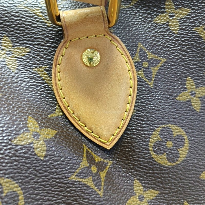 LOUIS VUITTON PALERMO 小號 棕色塗層帆布老花餃子包單肩包手提包 金色五金 可拆卸肩帶-9