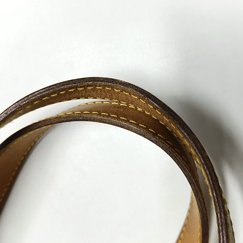 LOUIS VUITTON PALERMO 小號 棕色塗層帆布老花餃子包單肩包手提包 金色五金 可拆卸肩帶-10