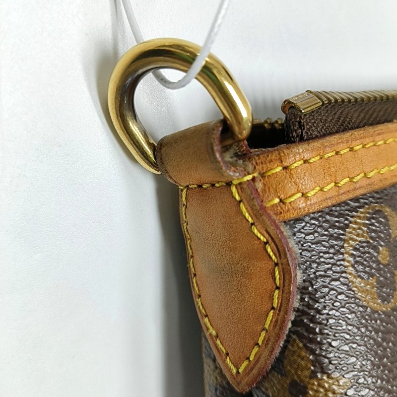 LOUIS VUITTON PALERMO 小號 棕色塗層帆布老花餃子包單肩包手提包 金色五金 可拆卸肩帶-12