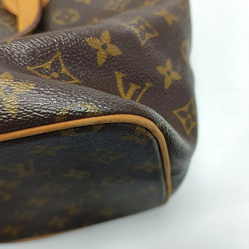 LOUIS VUITTON PALERMO 小號 棕色塗層帆布老花餃子包單肩包手提包 金色五金 可拆卸肩帶-14
