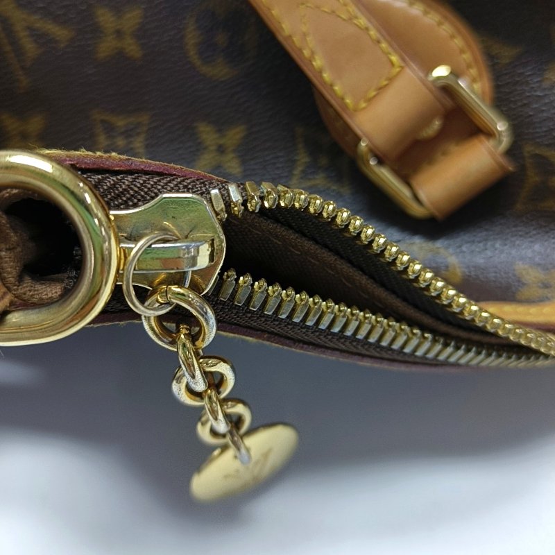 LOUIS VUITTON PALERMO 小號 棕色塗層帆布老花餃子包單肩包手提包 金色五金 可拆卸肩帶-15