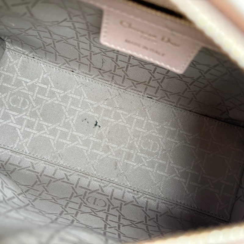 Dior Lady dior 五格戴妃 粉色金扣 羊皮手提包肩背包-7