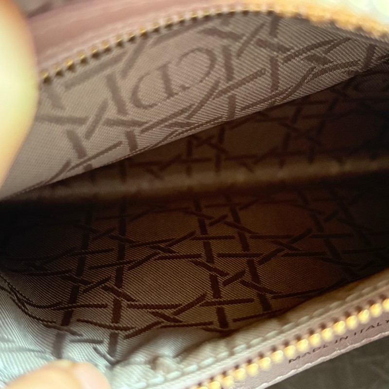 Dior Lady dior 五格戴妃 粉色金扣 羊皮手提包肩背包-19