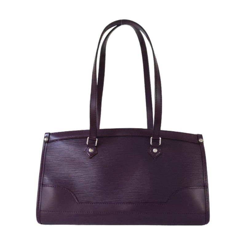 LOUIS VUITTON MADELEINE 小號紫色EPI牛皮水波紋手提包單肩包 銀色五金-0