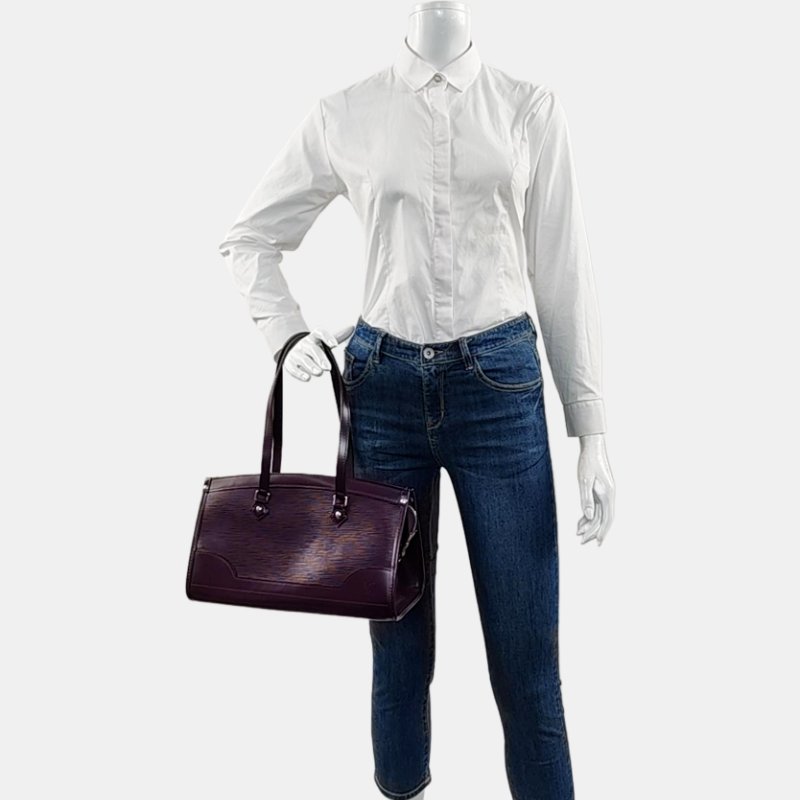 LOUIS VUITTON MADELEINE 小號紫色EPI牛皮水波紋手提包單肩包 銀色五金-1