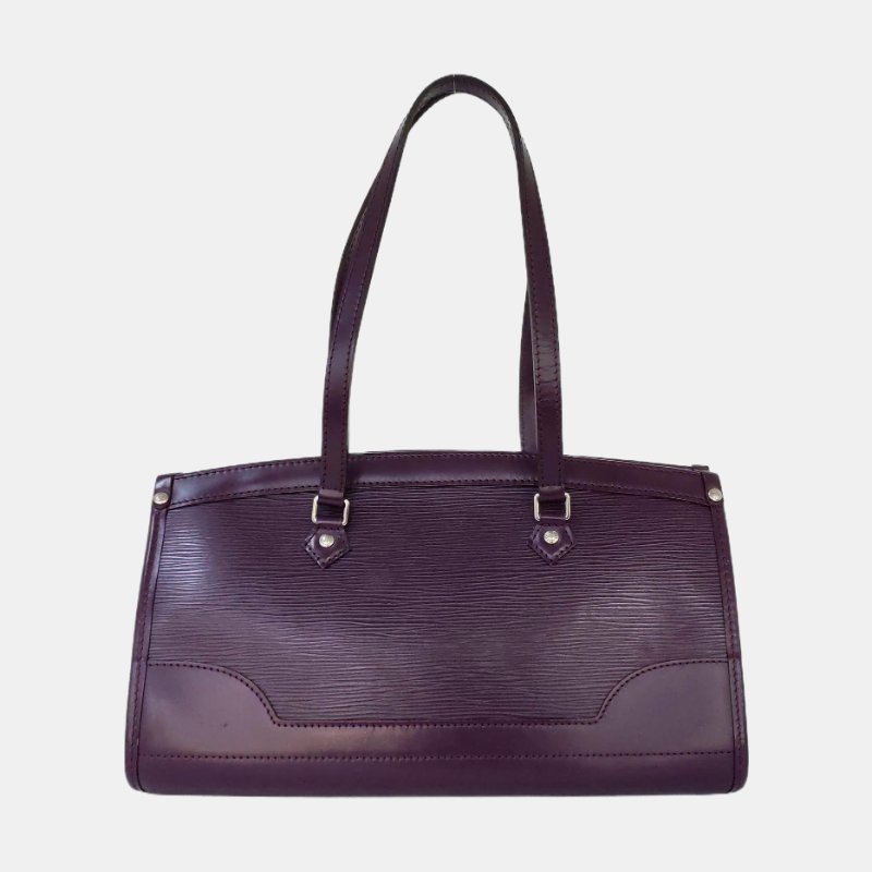 LOUIS VUITTON MADELEINE 小號紫色EPI牛皮水波紋手提包單肩包 銀色五金-4