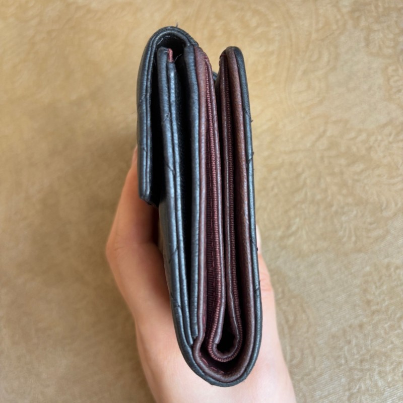 Chanel 黑色羊皮短夾錢包 銀包-3