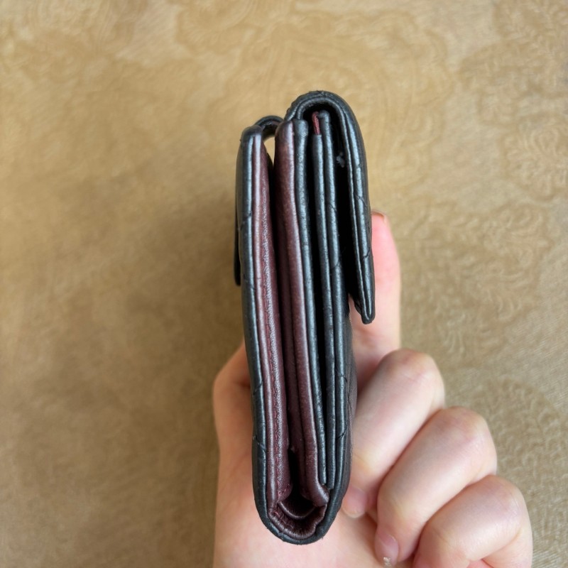 Chanel 黑色羊皮短夾錢包 銀包-4