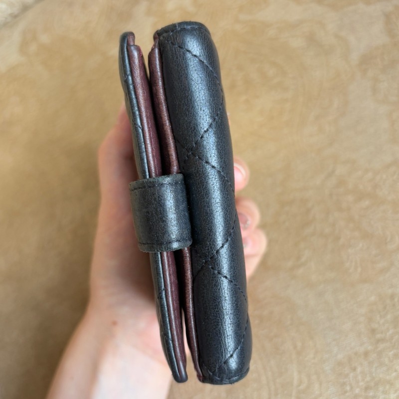 Chanel 黑色羊皮短夾錢包 銀包-5
