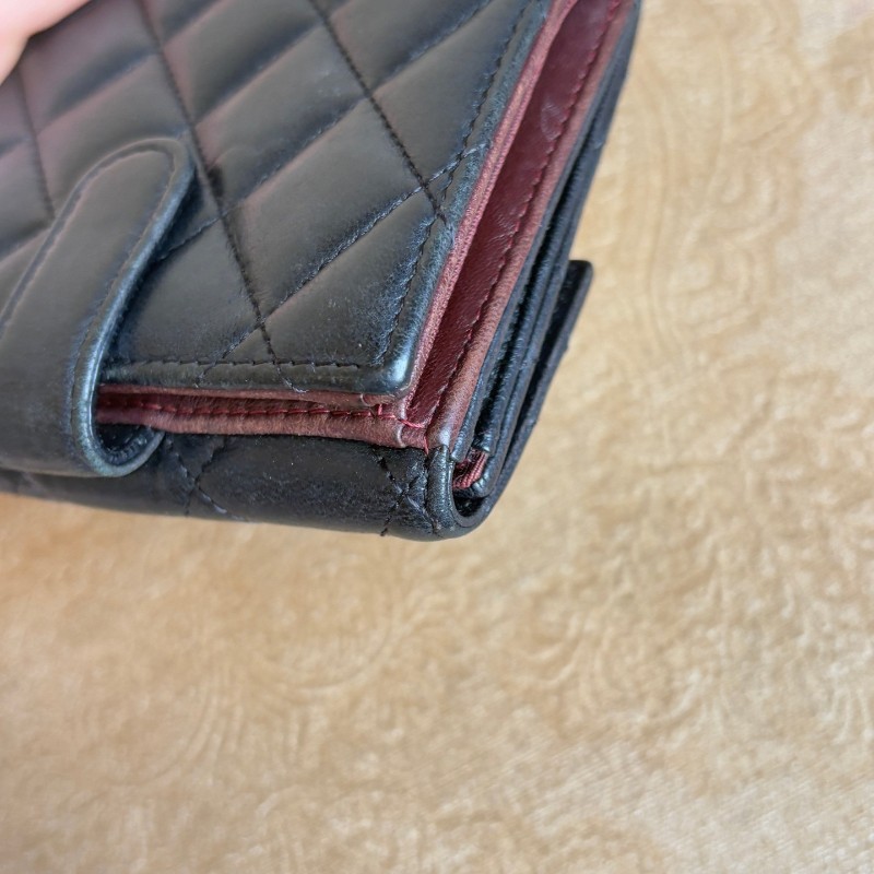 Chanel 黑色羊皮短夾錢包 銀包-12