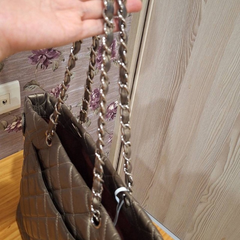 CHANEL 香檳金 銀鍊康朋包-20