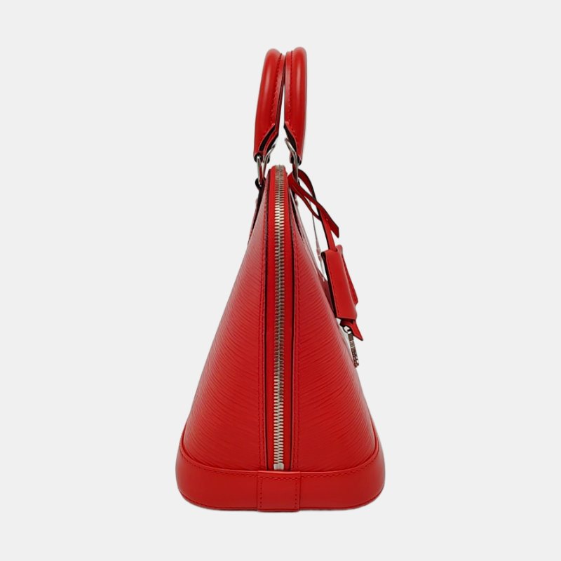 LOUIS VUITTON ALMA 小號 紅色EP​​I牛皮水波紋貝殼包手提包 銀色五金 9.9新-2