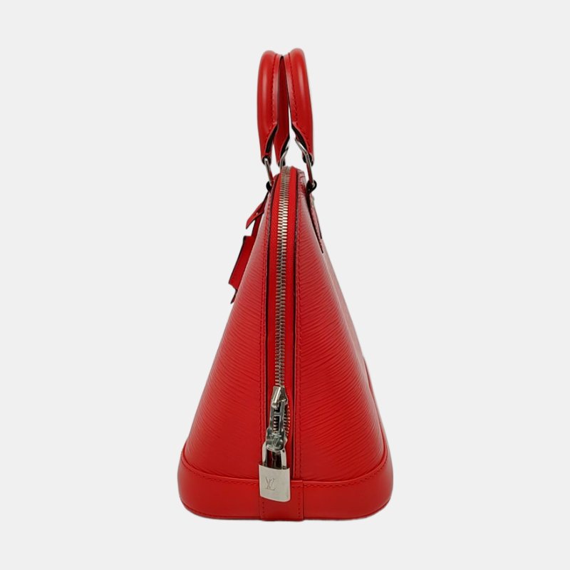 LOUIS VUITTON ALMA 小號 紅色EP​​I牛皮水波紋貝殼包手提包 銀色五金 9.9新-3